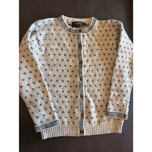 Eddie Bauer Gray Wool Blend Button-Up Cardigan with FairIsland Nordic size Small